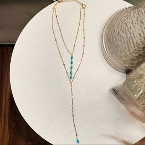 ✨ Double chained blue and gold necklace